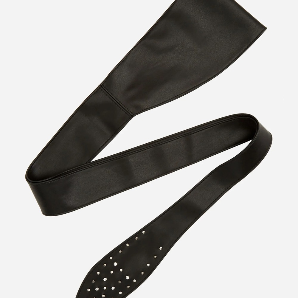 Studded Faux Leather Wrap Around Belt, Plus Sizes ONLY